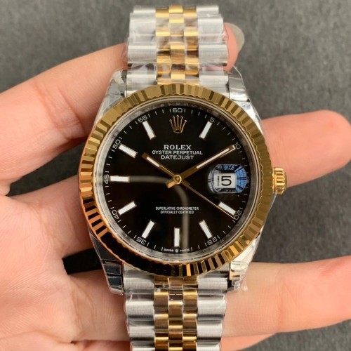 Replica Swiss Rolex Datejust 41 Black Dial Steel and 18K Yellow Gold Men's Watch 126333-0014 High End