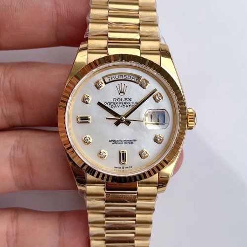 High End Replica Swiss Rolex Day-Date 36 White Dial 18k Yellow Gold President Watch 128238
