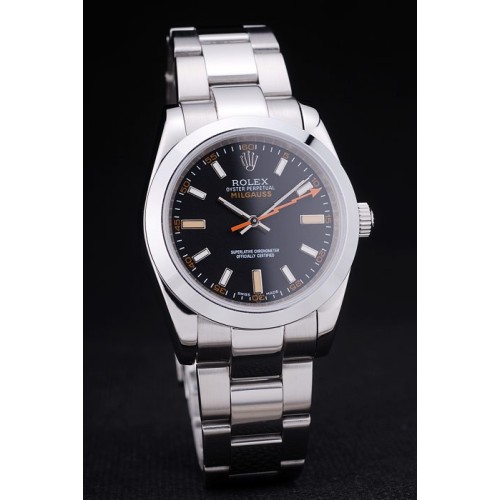 Rolex Swiss Milgauss Swiss Silver Watch Black Dial 40mm