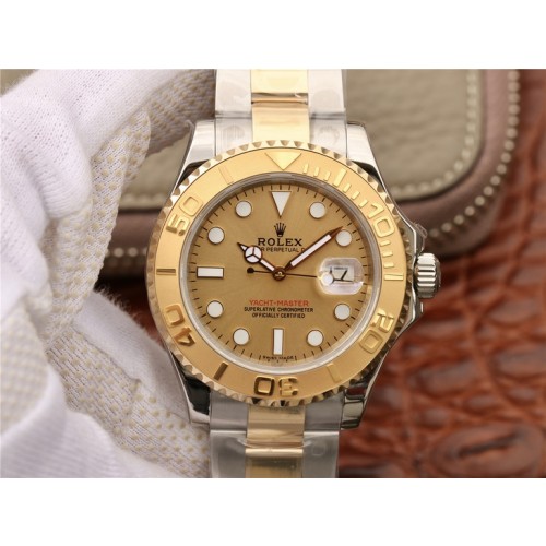 Replica Rolex Yacht-Master Gold Dial Stainless Steel Oyster Bracelet Swiss Automatic Men's Watch 168623-78753