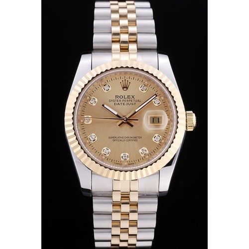 Rolex Swiss Movement Two-color Watch Gold Dial 44mm