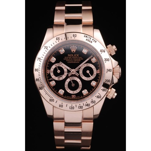 Rolex Daytona Rose Gold Plated Stainless Steel Black Dial 48mm