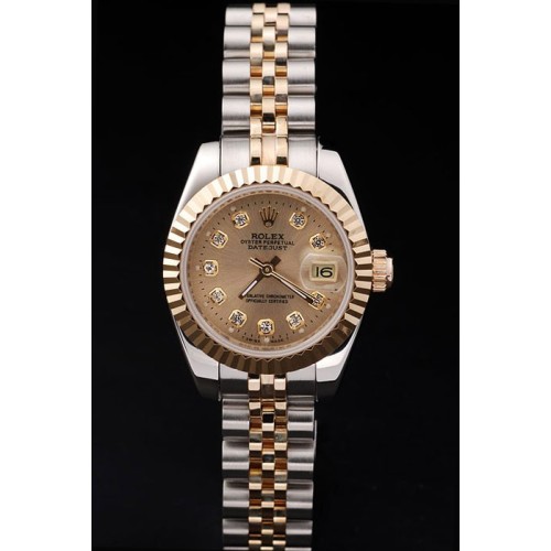 Rolex Datejust Swiss Movement Replica Ladies Watches Gold Dial 34mm