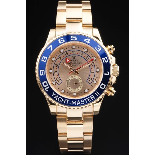 Rolex Yacht-Master Swiss Movement Monochrome Watch Gold Dial 48mm