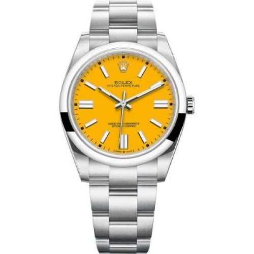 Swiss Rolex Oyster Perpetual 4 Automatic Yellow Dial Super Clone Replica Men's Watch 124300