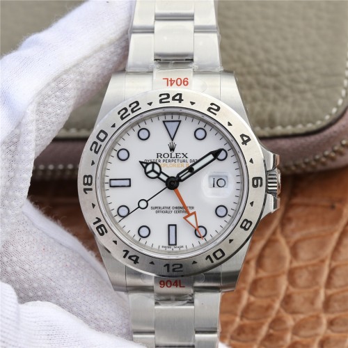 Super Clone Swiss Rolex Explorer II GMT White Dial Replica Men's Watch 216570-0001