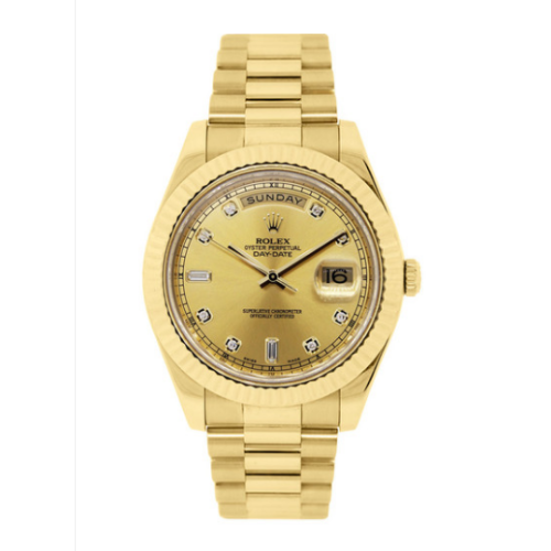 Super Clone Replica Swiss Rolex Day-Date 40 Automatic Champagne Dial Diamond Markers Men's Watch 218238 