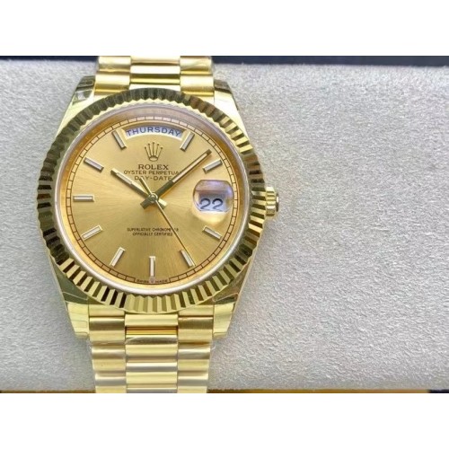 Replica Swiss Rolex Day Date 40 Automatic Champagne Dial 18k Yellow Gold  President Men's Watch 228348-0003 (High End)