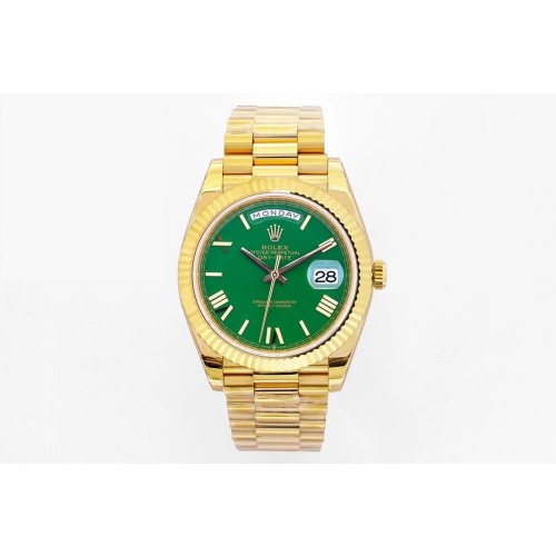 High End Swiss Rolex Day-Date Green Dial 18k Yellow Gold  Replica Men's Watch 228238 40mm