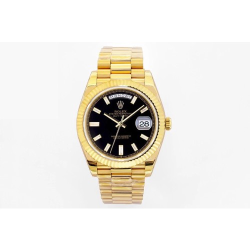 High End Replica Swiss Rolex Day Date 40 Automatic Black Dial 18k Yellow Gold  President Men's Watch 228238-0004
