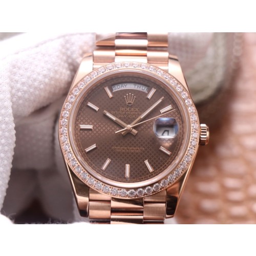 High End Swiss Rolex Day-Date 40 Chocolate Dial Rose Gold Replica  President Unisex Watch 228239 