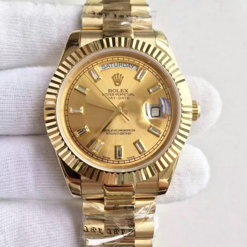 High End Replica Swiss Rolex Day Date 40 Champagne Dial 18K Yellow Gold President Automatic Men's Watch 228238