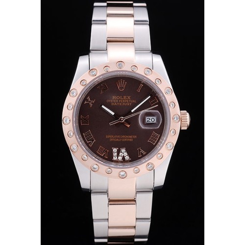 Rolex  Swiss Movement Two-color Watch Brown Dial 44mm