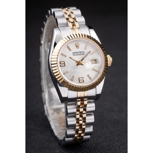 Rolex Datejust Swiss Movement Quality Replica Watches  Gold Silver Watch White Dial 34mm