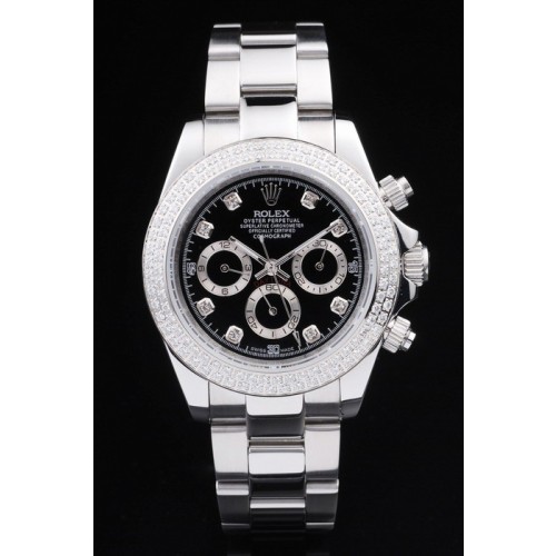 Rolex Daytona Swiss Monochrome Watch Black Dial 48mm