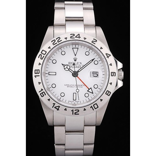Rolex Explorer Swiss Movement Monochrome Watch Stainless Steel Tachymeter White Dial 48mm