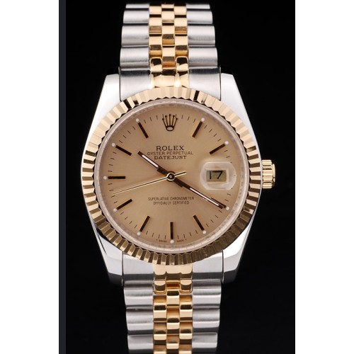 Rolex Datejust Swiss Replica Watch Silver Watch Gold Dial 44mm