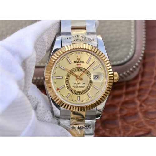 Replica Rolex Oyster Perpetual Sky-Dweller Champagne Dial Swiss Automatic Men's Watch 326933 42mm