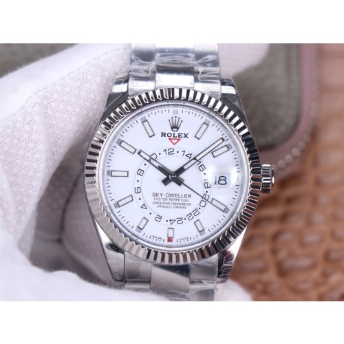 High End Replica Swiss Rolex Sky-Dweller Oyster Automatic White Dial Men's Watch 326934-0001 