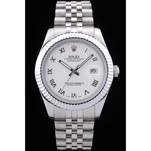 Rolex Swiss Monochrome Watch White Dial 50mm