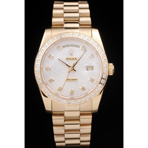 Rolex Day-Date Swiss Movement Quality Replica Watches Automatic Gold Watch White Dial 45mm