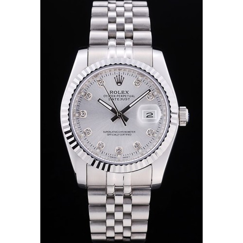 Rolex Swiss Movement Monochrome Watch Silver Dial 44mm