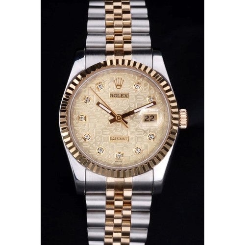 Rolex Datejust Swiss Replica Watch Men Silver Watch Gold Dial 45mm