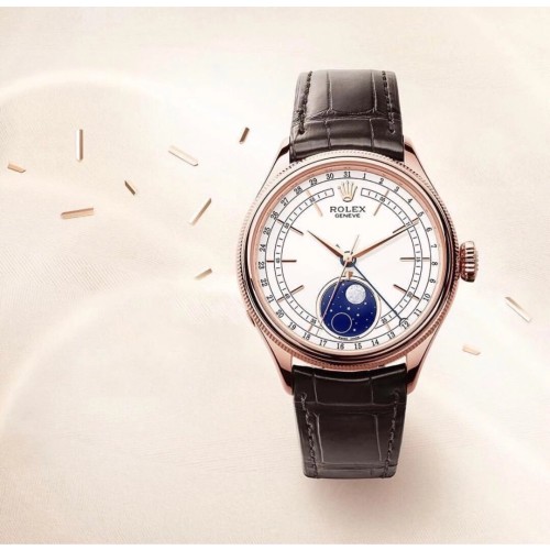 Swiss Rolex Cellini Automatic Moonphase  Everose Gold Replica Men's Watch 50535 39mm
