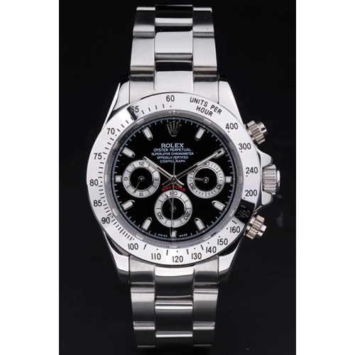 Rolex Daytona Swiss Monochrome Watch Black Dial 47mm