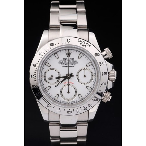 Rolex Daytona Swiss Movement  Mechanism Silver Watch White Dial 46mm