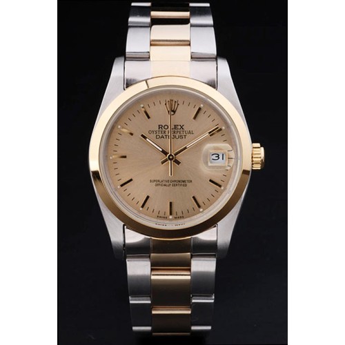 Rolex Datejust Swiss Replica Watch Silver Watch Gold Dial 45mm