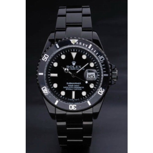 Rolex Submariner Swiss Monochrome Watch Black Dial 47mm