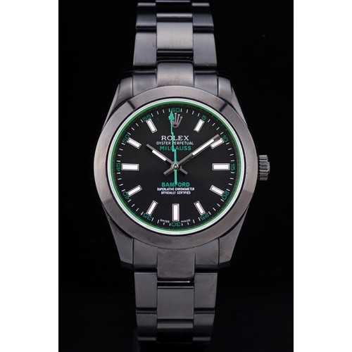 Rolex Swiss Monochrome Watch Black Dial 48mm