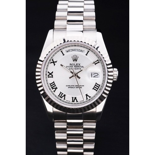 Rolex Day-Date Swiss Movement Quality Replica Watches Automatic Watch White Dial 45mm