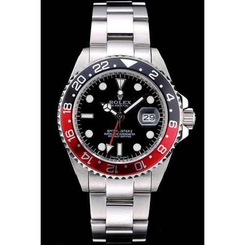 Rolex GMT Watch Replica Swiss Movement Monochrome Watch Black Dial 48mm