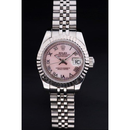 Rolex Datejust Swiss Movement Quality Replica Watches Silver Watch Pink Dial 34mm