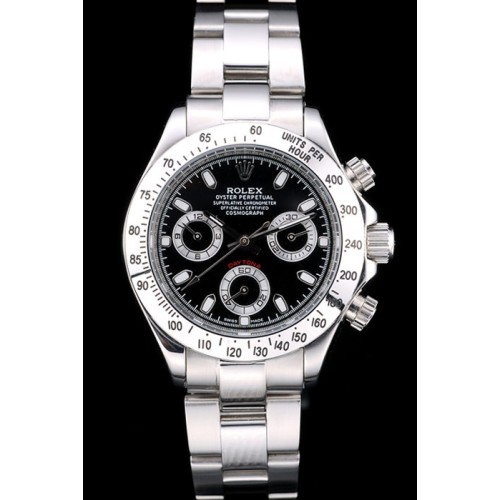 Rolex Daytona Swiss Replica Monochrome Watch Black Dial 43mm