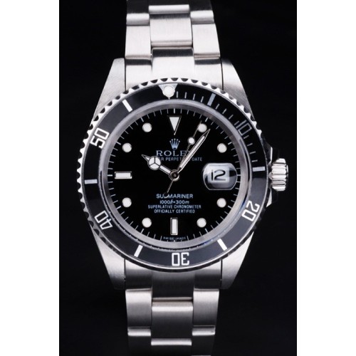 Rolex Submariner Swiss Monochrome Watch Black Dial 48mm