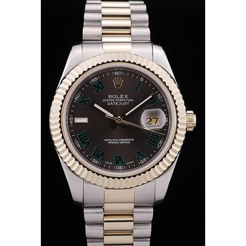 Rolex DateJust Swiss Replica Watch Silver Watch Black Dial 50mm