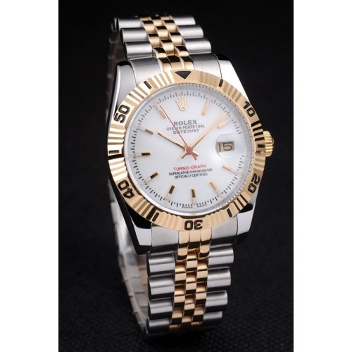 Rolex Datejust Swiss Replica Watch Silver And Gold Watch White Dial 45mm