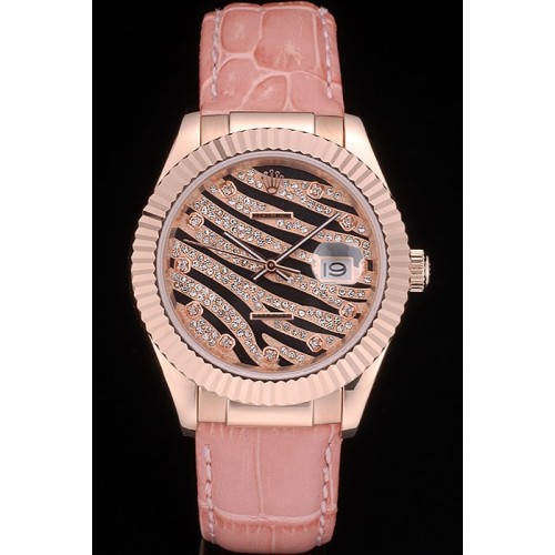 Swiss Movement Rolex Datejust Special Edition 2012 Pale Pink Leather Strap