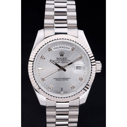Rolex Day-Date Swiss Movement Quality Replica Watches Automatic Watch Silver Dial 48mm