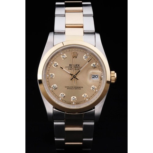 Rolex Datejust Swiss Replica Watch Silver Watch Gold Dial 45mm