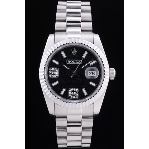 Rolex  Swiss Movement Monochrome Watch Black Dial 44mm