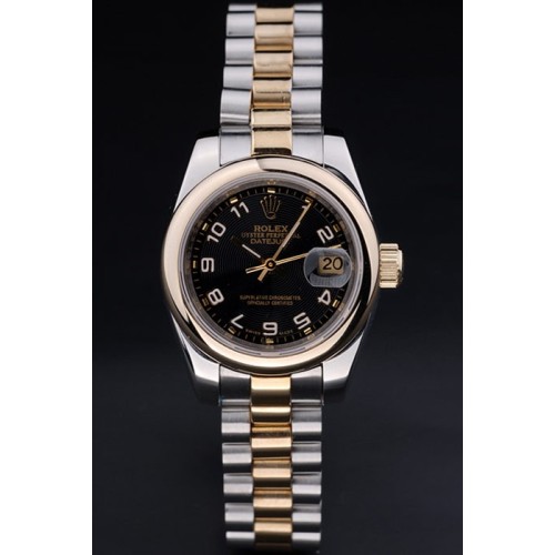 Rolex Datejust Swiss Replica Watch Silver Watch Black Dial 34mm