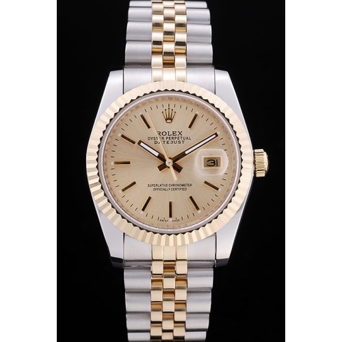 Rolex Swiss Movement Two-color Watch Gold Dail 44mm