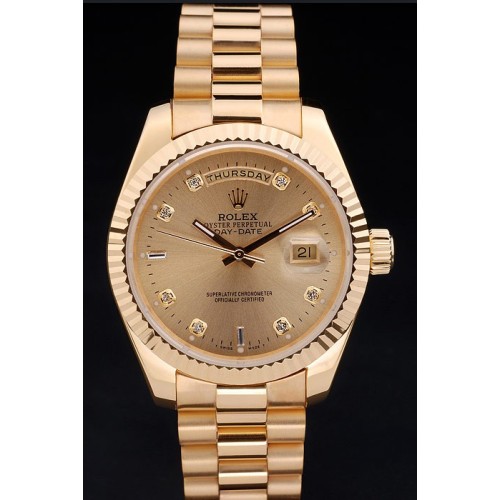 Rolex Day-Date Swiss Movement Quality Replica Watches Automatic  Gold Watch Gold Dial 48mm