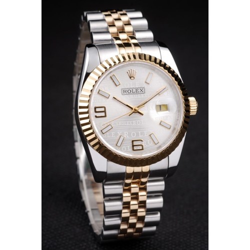 Rolex Day-Date Swiss Watch White Dial 45mm Gold Bezel