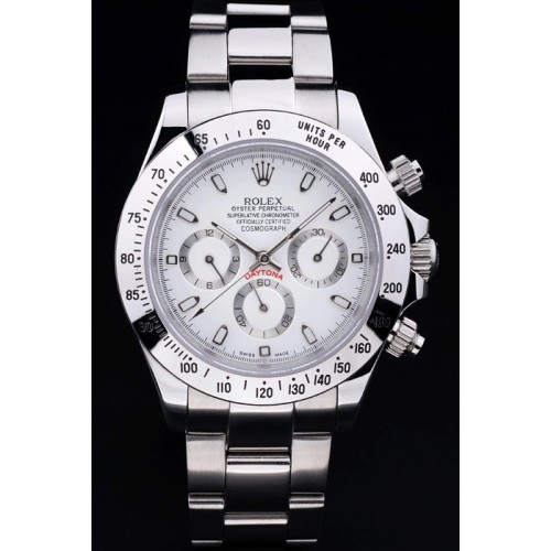 Rolex Daytona Swiss Silver Watch White Dial 48mm