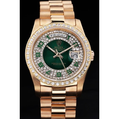 Rolex Day-Date Swiss Movement Quality Replica Watches Automatic Gold watch Diamond Dial 44mm